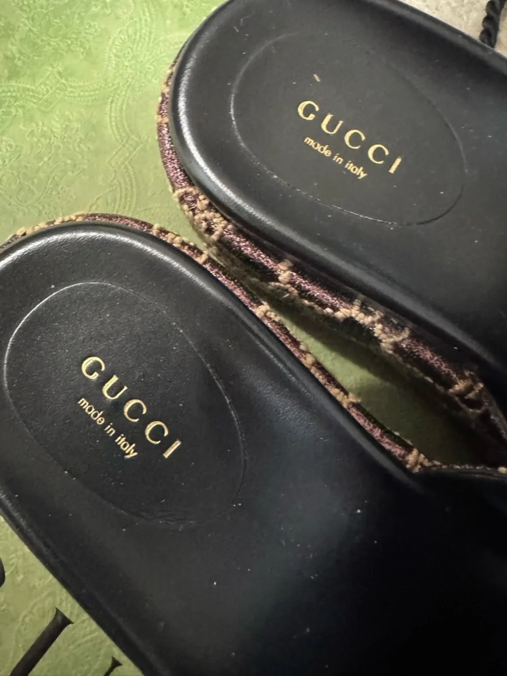 Gucci 💯% Authentic chunky GG Canvas Slide Mules with Black Footbed - Size 37 1/2